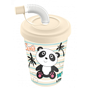 Стакан с крышкой и трубочкой "Панда" 280мл
