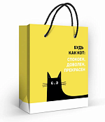 Пакет бумажный "Будь как кот" 13,5х11см