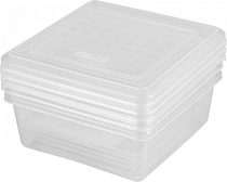 "Asti" Набор контейнеров пластик для заморозки 3шт. 0,5л квад 12,4х12,4х8,5см