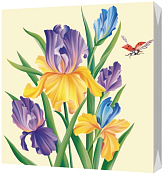 Салфетки трехслойные "Ирисы" 33х33см, 20шт.