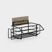 Полка для ванной на силиконовом креплении 24х14х10см, цв.черный