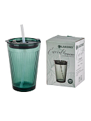 "Emerald" Стакан с силик. трубочкой 385мл, в п.у.