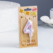 "Белый мрамор" Свечи для торта "Цифра 4"