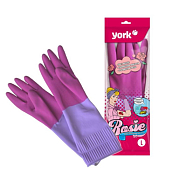 "YORK" Перчатки хозяйственные "РОЗИ", ароматизированные, размер L