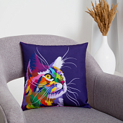 Подушка декоративная "Акварельный кот" 35х35см