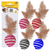 Игрушка-когтеточка для кошек "Перышки с мячом" 4цв.