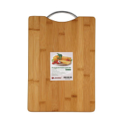 Доска разделочная 34x24x1,8, бамбук, прямоуг. с метал. ручкой