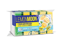 "Lemon Moon" Набор губок для посуды с ароматом лимона 5шт. 10х7,1х3,6см