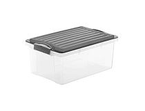 COMPACT Контейнер для хранения с крышкой 13л, 39,5х27,5х18см, цв.прозрачный/антрацит