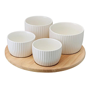 "Liberty Jones"Soft Ripples" Менажница "Dual Glazing" 4чаши на деревянной подставке