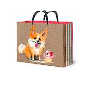Пакет бумажный "Собачка и пирожное" 23,5х21x12см