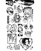 Наклейки-тату переводные "Аниме" 11х22см