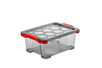 EVO TOTAL Контейнер для хранения с крышкой 11л, 39,3х28,3х16см, цв.сер./красн.