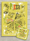 Комплект кухонный "Пицца" полотенце 45х60см, прихватка 18х18см, цв.олива