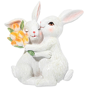 Фигурка "Кролики с тюльпанами" 11х5,5х11,5см