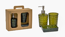 SAN MIGUEL Набор для ванной 3пр (стакан, мыльница, дозатор) оливковый