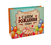 Пакет бумажный "С Днем рождения тебя" 26х32х11см