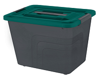 "BERGEN" Ящик для хранения с лотком 18л, 38х29х27,3см, цв.вулкан. базальт