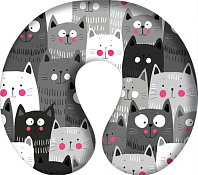 Подушка туристическая "Серые коты" 33х35см