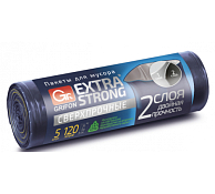"GRIFON" Мешки для мусора особопроч. двухслойные "EXTRA STRONG" ПВД 120л, 5шт. 45мкм