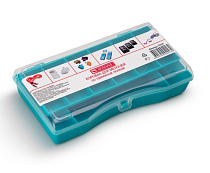 Коробка для мелочей со сдвижной полкой 22х12х4,5см, цв.бирюзовый