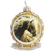 Свеча-шар "Лошадка" 7,2х3,8х8,5см, цв.золотой