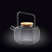 WILMAX Thermo Glass Заварочный чайник с деревянной крышкой ручка вверху  800мл