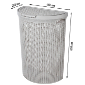 Корзина для белья "Eco Style" 50л, 46х26,5х61см, цв.светло-серый