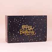 Коробка подарочная "Happy birthday" 28х18,5х9,5см, цв.черный