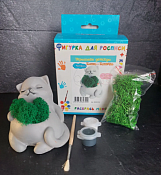 Фигурка-кашпо для раскрашивания "Кошечка" с мхом 11,5х10х7,5см