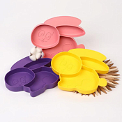 Тарелка-менажница "Зайка" 22х19х2,7см, цв.ассорт