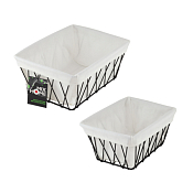 Н-р корзин металлических с текстильной вставкой 2шт, 25х18х11см; 20х15х10см, цв.черный