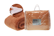 Плед-покрывало "Домашний" 220х240 см, шерпа, цв.пекан