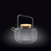 WILMAX Thermo Glass Заварочный чайник с деревянной крышкой ручка вверху 600мл