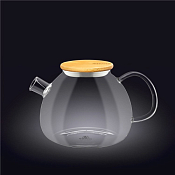 WILMAX Thermo Glass Заварочный чайник с деревянной крышкой пузатый 1200мл