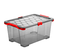 EVO TOTAL Контейнер для хранения с крышкой 44л, 59х39,5х28см, цв.сер./красн.