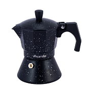 Кофеварка гейзерная 3 кружки с инд.дном, 150мл, цв.черный мрамор