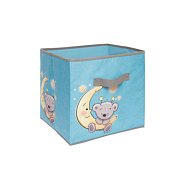 Короб-кубик для хранения "Мишка" 30х30х30см, цв.голубой