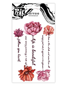 Наклейки-тату переводные "Цветы с надписями" 11х22см