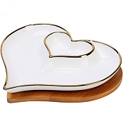 Менажница "Сердце" 2 секции 25,5х22,5х4см, цв.белый